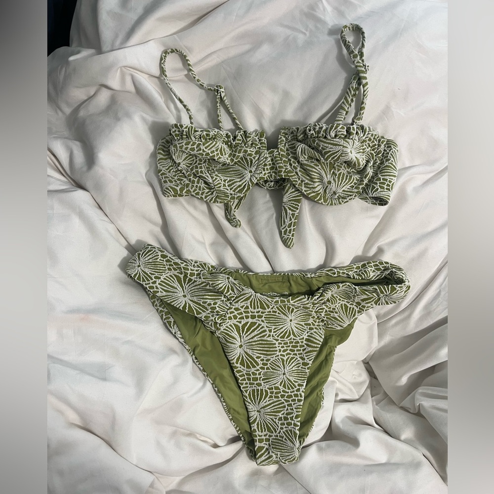 Blackbough Swim Audrey Bikini Top | Green Sage Jacquard | Size L